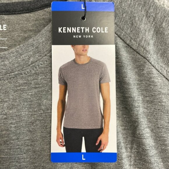 NEW Kenneth Cole Men's L Gray Stretch T-Shirt 4-Way Comfort Crew Neck Cotton - Picture 8 of 9